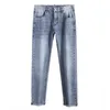 Jeans pour hommes Jeans de marque La marque CGIUI se concentre sur les nouveaux jeans à petites jambes de style européen haut de gamme, les pantalons de mode pour jeunes élastiques à coupe slim pour hommes VH9G