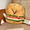 Orologi da parete Orologio da appendere con hamburger di cartone animato, in legno, con pollo fritto silenzioso, ristorante fast food, sala da pranzo, decorazioni per la casa