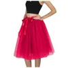 Saias A linha 5 camada 65cm joelho comprimento tule saia elegante plissado tutu mulheres vintage lolita petticoat faldas mujer saia jupe