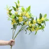 Flores decorativas não-murchando ramo artificial árvore realista osmanthus fragrans pequeno amarelo para casa