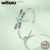 Pierścień Solitaire Wostu 925 Sterling Silver Spring Biżuteria Dragonfly Multi Color Cz Otwarte Pierścienie Kobiety Enamel Pierścień Butterfly Pierścień urodzinowy Prezent YQ231207