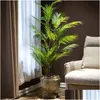 Decorative Flowers Wreaths 125Cm Large Artificial Palm Tree Tropical Plants Branches Plastic Fake Leaves Green Monstera For Home Garde Dhdsb