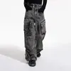Мужские джинсы IEFB Niche Design Винтажные мужские комбинезоны с несколькими карманами Джинсы на молнии с высокой талией Однотонные персонализированные мужские джинсовые брюки 9A7703 231206