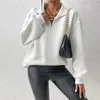 Women's Hoodies Women Sweatshirt Cozy Zipper For Thick Warm Pullover With Turn-down Collar Long Sleeve Mid Length Lady Fall