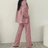 Pantaloni a due pezzi da donna 2023 Giacca blazer da donna Set di pantaloni lunghi Abiti rosa da ufficio Coreano in due pezzi monopetto Abbigliamento da lavoro ZX828 231206