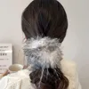 Straußenfedern Haar Seil Scrunchies elastische Haarbänder Frauen Haargummis Dickdarm Satin Haarring Mädchen Haarschmuck
