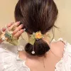 Lazos para el cabello de flores elegantes para mujer, colgante de perlas, gomas elásticas Retro, banda para el cabello de goma, soporte para cola de caballo de verano, cuerda para el cabello