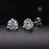 Unique 3 Prong Low Angle Setting Vvs Moissanite Diamond Stud Earrings Nonallergic 925 Sterling Silver Ear Rings for Men Women