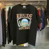 Camiseta de Rhude Camiseta de diseñador para hombre Camisetas de entrenamiento para hombres Camisetas de gran tamaño 100% algodón Camisetas de Rhude Manga corta vintage Tamaño EE. UU. EUA9