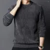 Мужские свитера, мужской зимний свитер, толстый вязаный круглый вырез на осень/зиму, с длинным рукавом, однотонный, пуловер больших размеров со средней частью