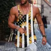 Men's Tank Tops Male Summer Striped Print I Shaped Round Neck Sleeveless Vest Blouse Long Sleeve Casual T Shirt Men