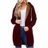 Vestes à capuche longues pour femmes, tunique à manches d'hiver, polaire décontractée, manteau zippé, sweat-shirts doux, manteaux chauds