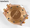 Мужские часы Audemar Pigue Apf Factory, 37 мм, 6754, швейцарский кварцевый ETA, женские женские, розовое золото, безель с бриллиантовым паве, белый текстурированный циферблат, маркеры, резиновый ремешок