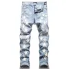 Designer Amirs Jeans Mens Gaorls nya Co -märkesvaror White Star Pierced Jeans Micro Elastic Slim X Chemist 933