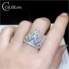 CoLife Sieraden Vintage Crown Moissanite Ring voor Engagement 2ct VVS Grade Moissanite Zilveren Ring 925 Zilveren Moissanite Sieraden