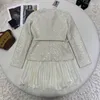 Casual Dresses Y2k Autumn And Winter Tweed Splicing Chiffon Pleated Women's Dresses2023 Korean Fashion Slim Chic Elegant Woman Dress