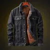 Jaquetas masculinas quentes lã lã forro cowboy preto vintage denim jeans outwear jaqueta parka inverno homens denim jaquetas e casacos grossos na moda 231206