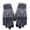 Winterhandschuhe, Schneeflocken-Split-Finger-Touchscreen-Handschuhe, gestrickte warme Outdoor-Radsport-Warmhandschuhe