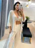 Dwuczęściowe spodnie dla kobiet jesienne setki eleganckie seksowne swobodne stroje do stylu koreańskiego zestawu Kaftan Leisure Top and Tunika