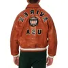 Alligator Grain Orange Bomber Leather Veste USA Taille Avirex Athletic Athletic épais Suit de vol en peau de mouton