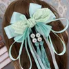 Headwear acessórios de cabelo estilo retro grande arco borla fita hairpin cosplay lolita hanfu clipe antigo princesa traje headdress 231207