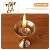 Candle Holders 2 Pcs Brass Ghee Lamp Holder Supplies Goblet Oil Stick Gold Copper