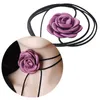 Choker Y4QE Big Rose Flower Women Brud Justerbara Mariage Jewelry Y2K -tillbehör