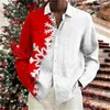 Männer Casual Shirts 3D Gedruckt Weihnachten Hemd 2023 Hohe Qualität Top Langarm Button-down-Revers Santa