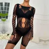 امرأة مثيرة جسم الملابس الداخلية bodysuit سوداء الشفافة bodystockings تيدي ثوب النوم الثنائي الأزياء الإباحية الأزياء