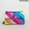 Avondtassen Adelaarskop Kurt Geiger Tas Regenboog Dames Handtas Voegen Kleurrijke Crossbody Tas Patchwork Clutch 011723H238c