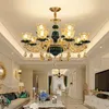 European Luminaire Champagne Color Crystal Chandelier Living Room Luxurious Atmospheric Restaurant Pendant Lamps Bedroom Lighting