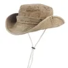 Casquette de pêche en plein air homme seau chapeau lettre impression hommes casquette été rétro coton chapeau de soleil Panama Jungle chapeaux de pêche papa chapeaux 220527275S