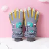 Children's ski gloves with plush and thick insulation, non slip gloves, cartoon waterproof and cold resistant for boys and girls