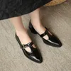Geklede schoenen MORDOAN echt leer dames zachte voeten Oxford puntig dik met enkele middenhak Mary Jane