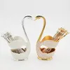 Forks Swan Fork Fruit Dessert Fork Coffee Spoon Holder Hollow European Home Party Decoration Living Room Kitchen Tableware 231206