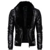 Bomber da motociclista in pelle di design in ecopelle da uomo Aggiungi giacca in pelle di lana da uomo autunno abbassamento collo in pelliccia rimovibile slim fit maschile caldo cappotti in pu 231206