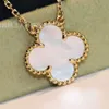 Clover High Version Gold Clover Necklace Agate Female 925 Silver Natural Fritillaria Jade Corolla Chain Pendant Van