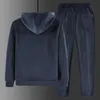 Mens Tracksuits Homens Conjuntos de Treino de Inverno Hoodies Casual Com Capuz Quente Moletom Calças Mais Grossas Jaqueta de Lã Calças 2 Peças Mais Veludo 231206