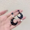 Stud Earrings Gothic Black Moon Star For Women Girl Hollow Flower Butterfly Pearl Dangle Piercing Statement Party Halloween Gift