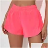 Yoga Outfit LL Femmes Tenues Short de course doublé court avec poche zippée Gym Dames Casual Sportswear pour les filles Exercice Fitness 016 Dhw7O