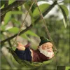 Ensembles de jardin Créatif Mignon Grenouilles Chat Chien Résine Couché Santa Claus Statue Accrocher Sur L'arbre Pendentif Décoratif Intérieur Extérieur Décor Ornement D Dhl1G