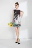 Women's Runway Dresses O Neck Sleeveless Printed Cartoon Dobby Elegant Fashion Designer A Line Vestidos