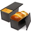 Velas LMETJMA Pullman Loaf Pan com Tampa 1 lb Pão Antiaderente Aço Carbono Retângulo Ondulado Torrada Caixa Molde Bolo JT157 231206