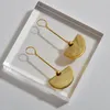 Boucles d'oreilles pendantes en or 18 carats pour femmes, marque de styliste, pendentif en forme d'éventail, bijoux de luxe fins, tendance, fête