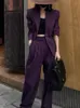 Zweiteilige Damenhose, modischer Damen-Hosenanzug, formelle Damen-Büro- und Business-Arbeitskleidung, Blazer und Hose, lila, 2-teiliges Set für Damenkleidung, Outfits 231207