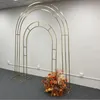 Arco de ferro dourado brilhante, haste dupla, decoração ao ar livre, prateleira, batismo, festa de aniversário, expositor, flor