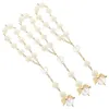 Charm-Armbänder, 3 Stück, Rosenperlen, Schnur, Damen-Perlenarmband, Gebetshandketten, religiöser Rosenkranz