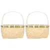 Servis uppsättningar 2 datorer Vase Portable Fruit Basket Child Kid Snack Container Woven Bamboo Weaving Fruits Storage