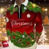 Men's Polos Santa Claus Snowman Casual Men's 3D Print Zip Polo Golf Streetwear Christmas Polyester Long Sleeve Zip Polo Shirts Fall Winter 231207