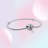 Butterfly Chain Charm Bracelets 100% 925 Sterling Silver Rose Gold Clasp With Clear Stone Fashion Accessories3921096